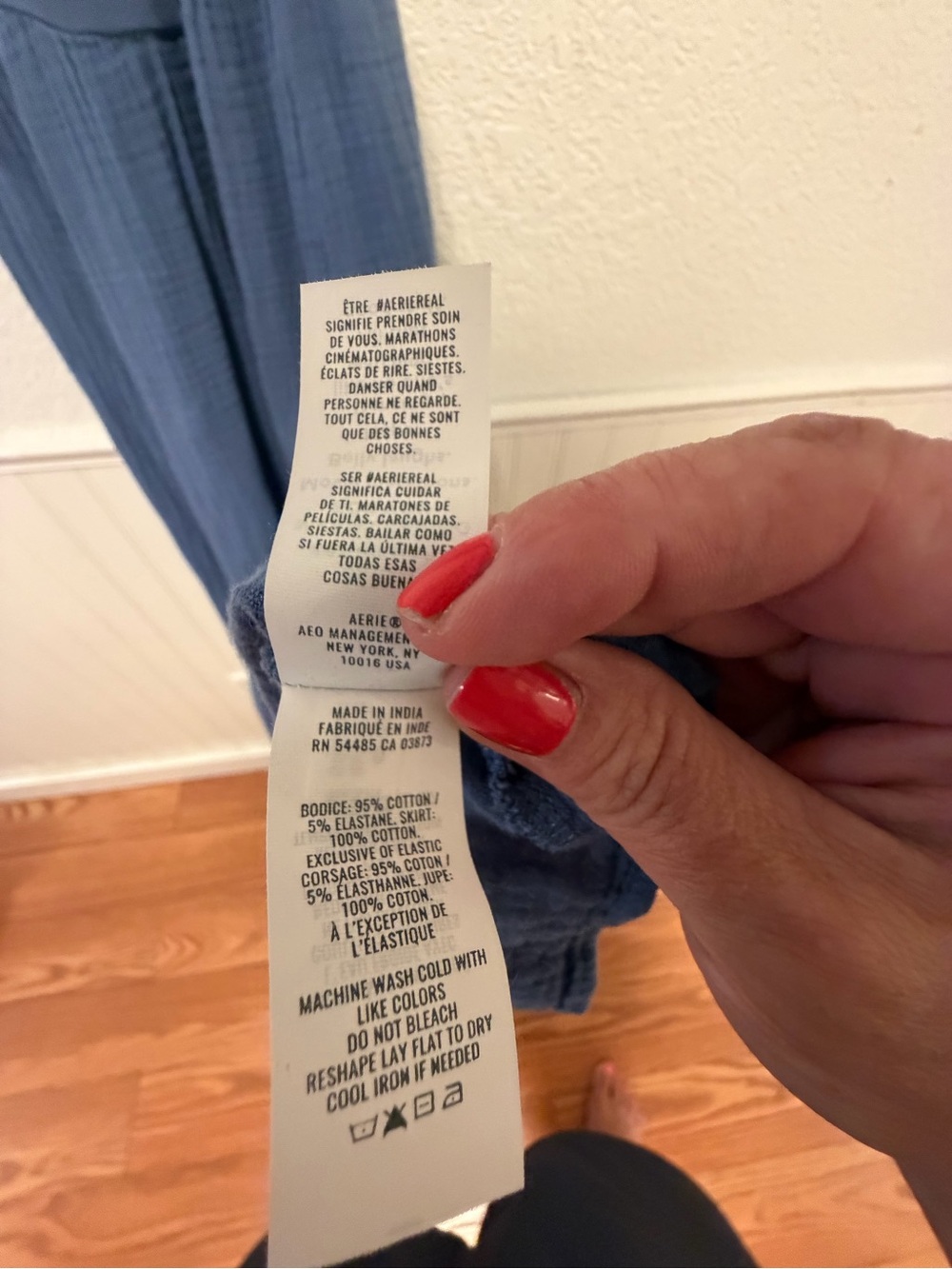 aerie Blue Scoop-Neck Maxi Dress with Textured Skirt - Picture 8 of 8